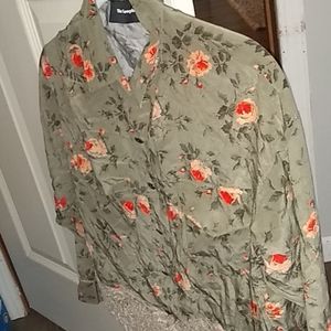 The Kooples Green Floral Long Sleeve Top